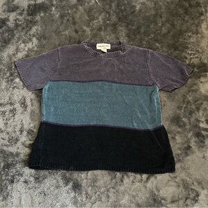 90’s Hampshire Studio 70% SILK Color-Block Ribbed Knit Sweater